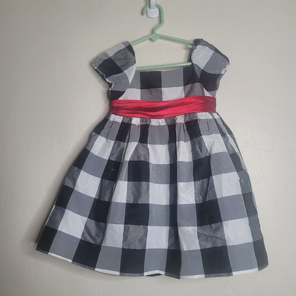 Old Navy White Black Red Tea Time Dress Sz 2T Short Sleeve